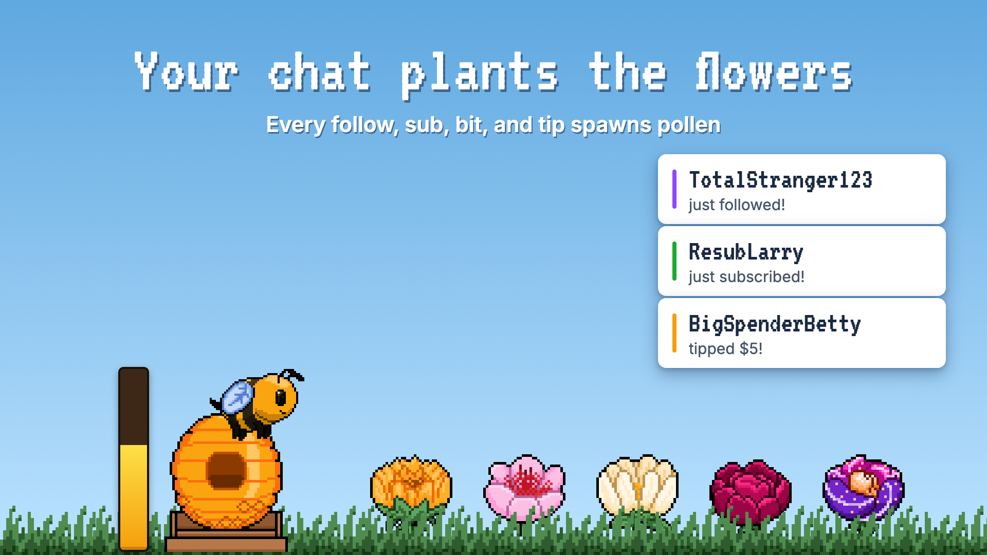 Viewer-spawned flowers in Busy Bee