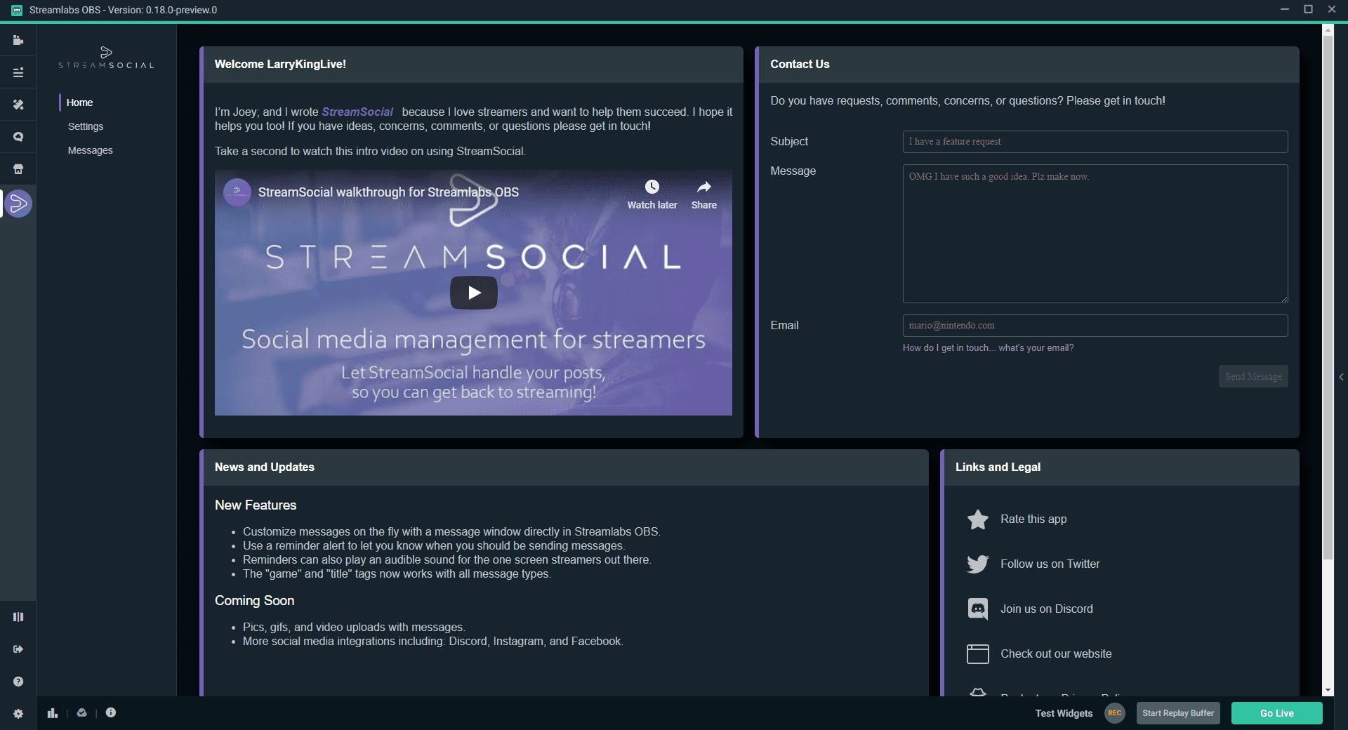 streamlabs obs wont go live